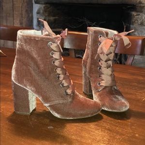 Kenneth Cole velveteen ankle boots.